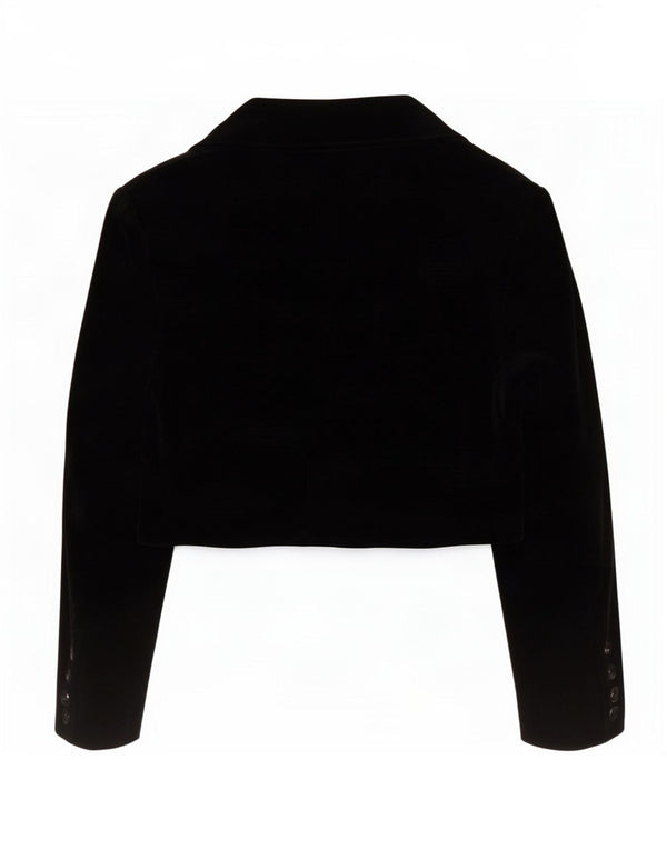 Benetton Womens 2 Button Velvet Bolero Jacket IT 48 XL Black Modacryl