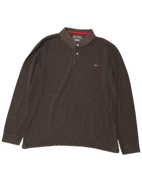 Męska koszulka polo do rugby Napapijri z długim rękawem, 2XL, szara