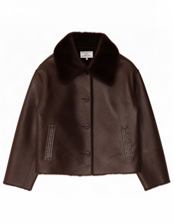 Damska kurtka Zara Sherpa UK 18 XL, brązowa, poliester