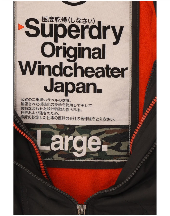 Męska kurtka wiatrówka z kapturem Superdry UK 40, duża, szary nylon