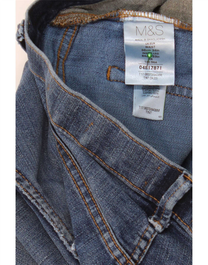 Marks & Spencer Męskie proste dżinsy W34 L33 Niebieskie bawełniane