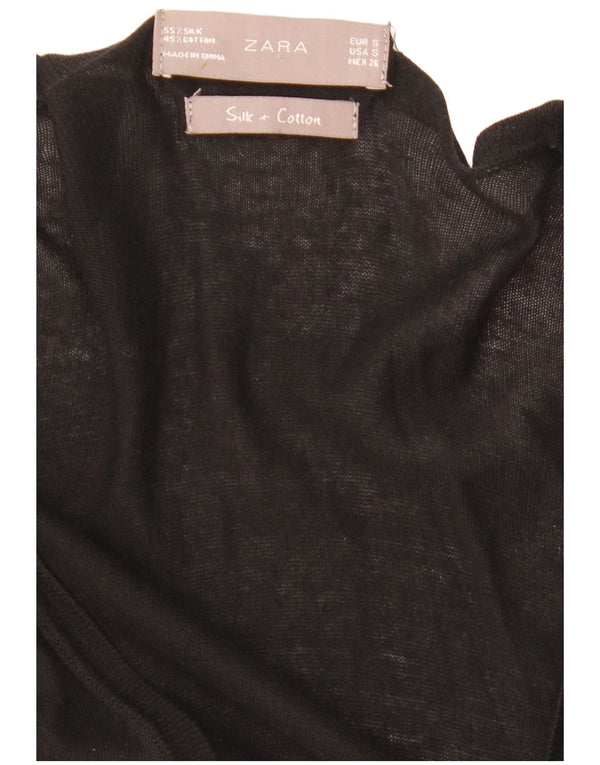 Sweter damski o przedłużonym kroju Zara UK 8, mały, czarny, bawełniany