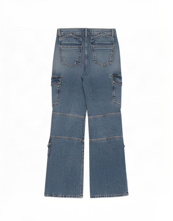 Dżinsy damskie Zara Cargo Straight EU 34 2XS W28 L31 Niebieskie