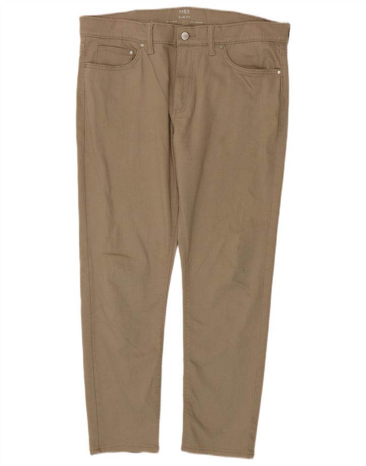 Marks & Spencer Męskie jeansy slim W36 L29 Beżowa bawełna