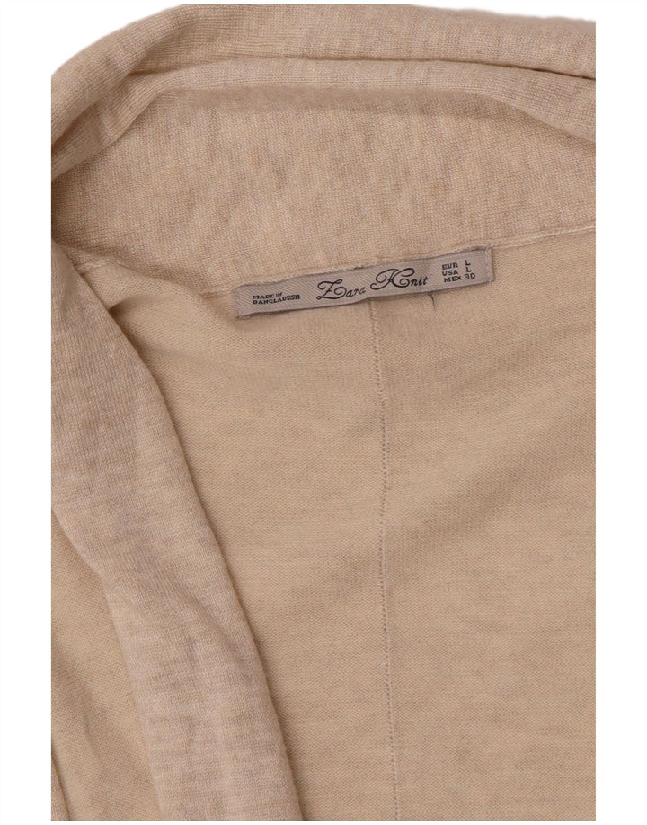 Sweter damski ZARA z otwartym kardiganem UK 14, duży, beżowy