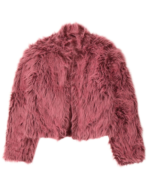 Vintage damska bolerko ze sztucznego futra UK 14, duży, różowy modakryl