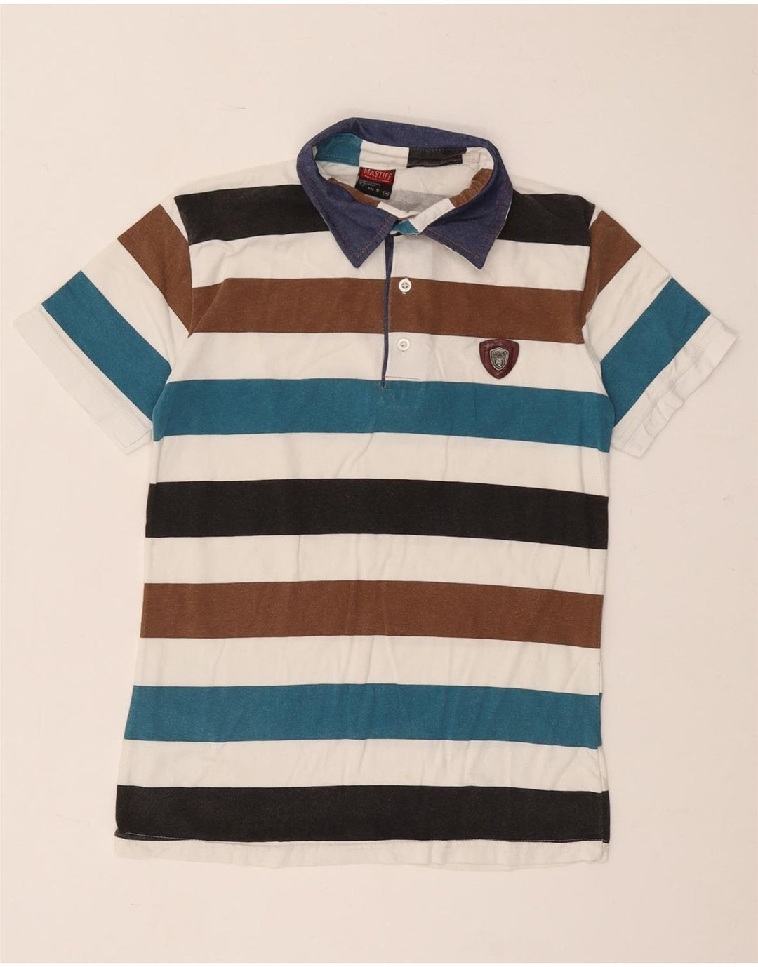 Męska koszulka polo do rugby w stylu vintage, średnia, wielobarwna, bawełniana w paski
