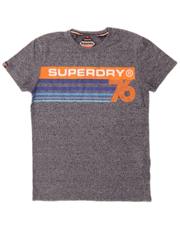 Męski T-shirt z grafiką Superdry, mały, granatowy, bawełniany w cętki