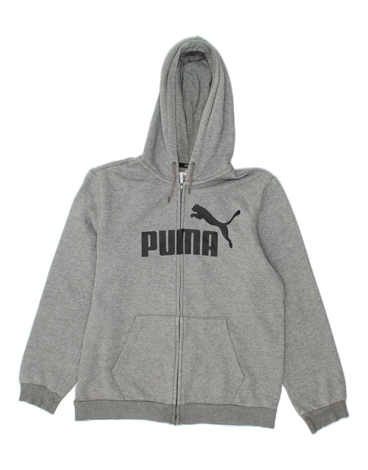 PUMA Mens Graphic Zip Hoodie Sweater Medium Grey Vintage Puma and Second-Hand Puma from Messina Hembry 