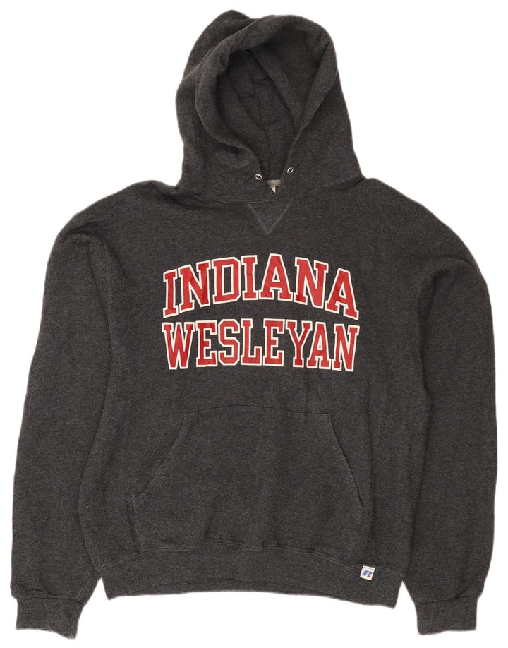 Męski sweter z kapturem i grafiką RUSSELL ATHLETIC Indiana Wesleyan, średnioszary