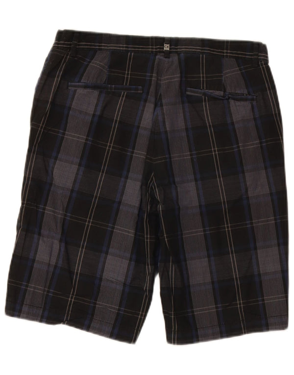 CALVIN KLEIN Mens Chino Shorts W30 Medium Black Check Cotton