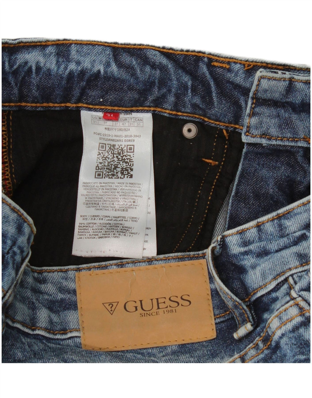 Męskie jeansy Guess w trudnej sytuacji W31 L31, niebieskie, bawełniane