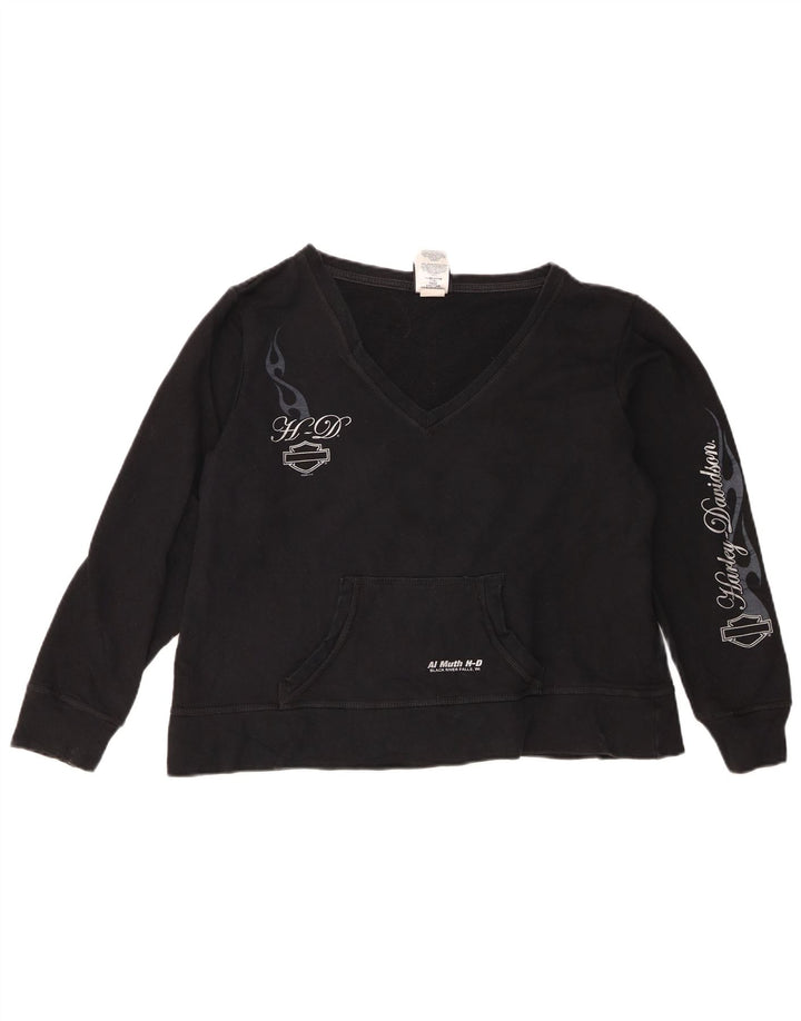 Damska bluza Harley Davidson Graphic Crop Jumper UK 16, duża czarna