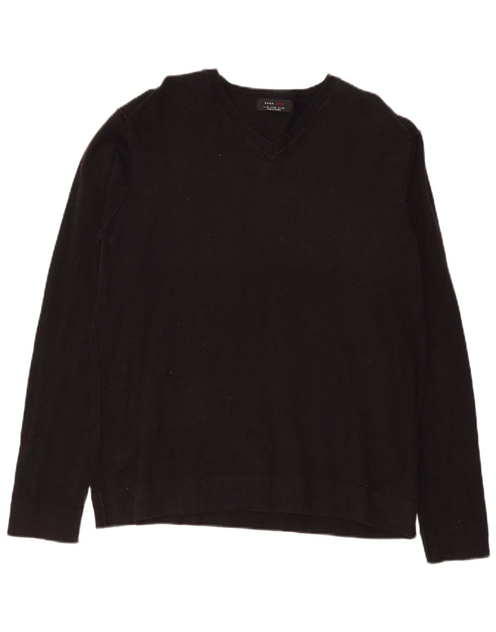 Męski sweter Zara z dekoltem w kształcie litery V, XL, czarny