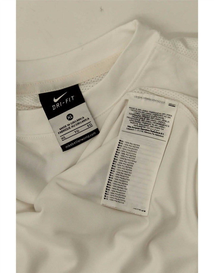 Męski T-shirt Nike Dri Fit Top XL, biały poliester z blokami kolorów