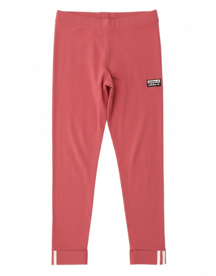 ADIDAS Womens Leggings UK 16 Large Pink Cotton