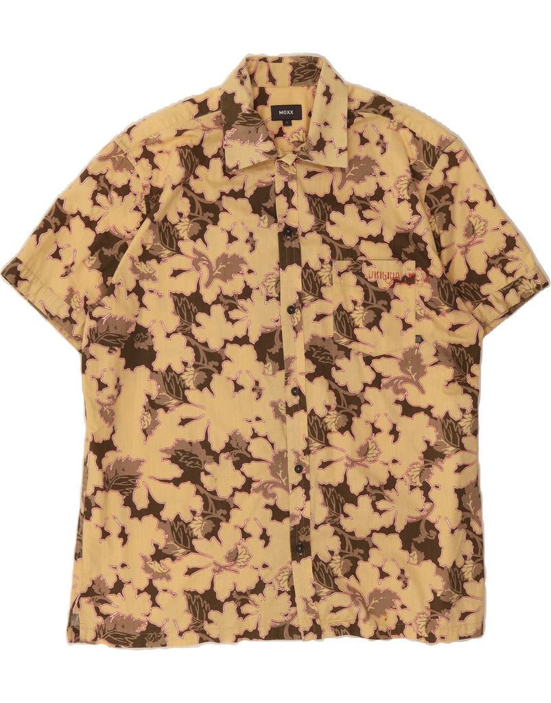 MEXX Mens Abstract Pattern Short Sleeve Shirt Large Beige Cotton Vintage Mexx and Second-Hand Mexx from Messina Hembry 