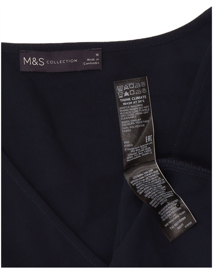 Marks & Spencer Damska sukienka typu shift z rękawem 3/4, UK 16, duża, granatowa
