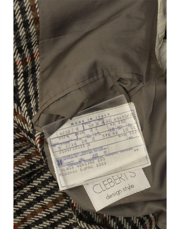 Męska marynarka zapinana na 2 guziki VINTAGE IT 50, duża, szara wełna w pepitkę