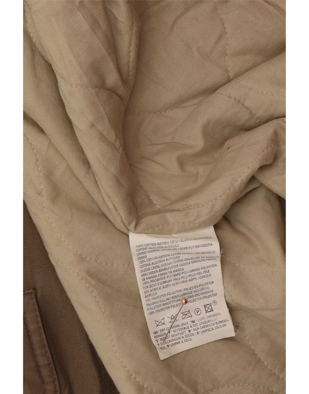 Męska kurtka parka z kapturem Levi's UK 40, duża, beżowa, bawełniana