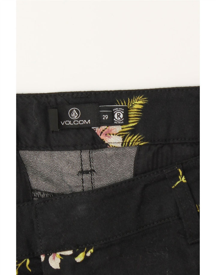 Damskie spodenki Chino VOLCOM W29 Średnia czarna bawełna w kwiaty