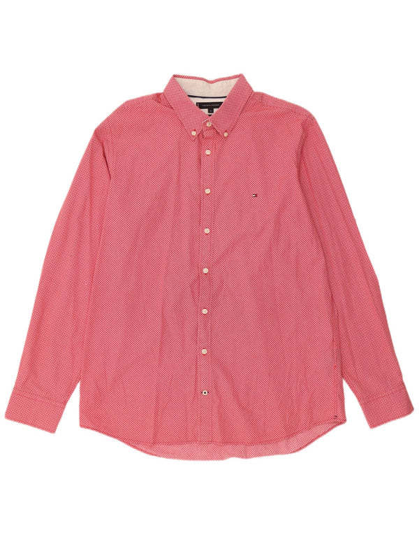 Męska koszula slim fit Tommy Hilfiger XL, czerwona, geometryczna, bawełniana