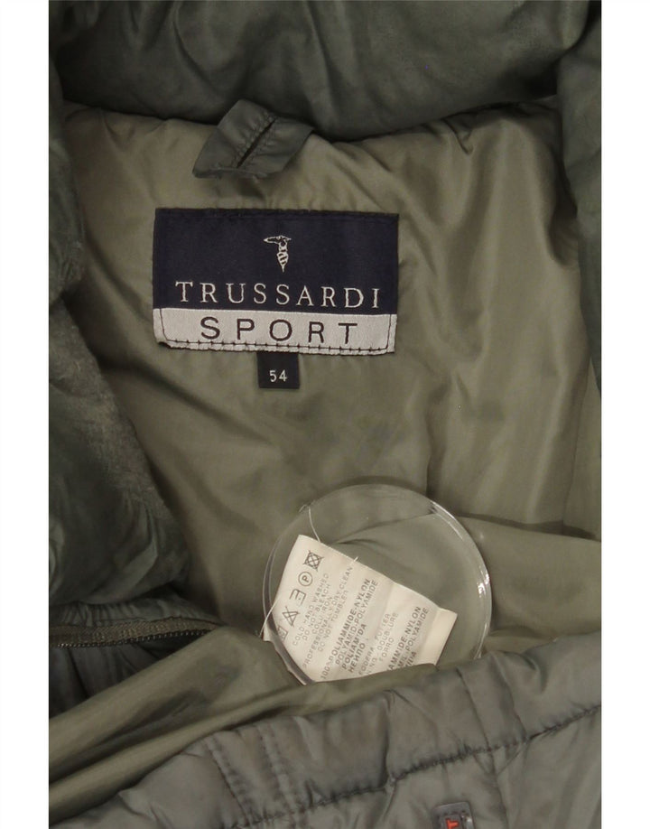 TRUSSARDI Mens Padded Coat IT 54 2XL Grey Nylon Vintage Trussardi and Second-Hand Trussardi from Messina Hembry 
