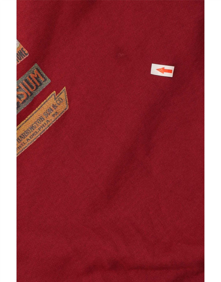Męska bluza z grafiką w stylu vintage, duża, bordowa Argyle/diament