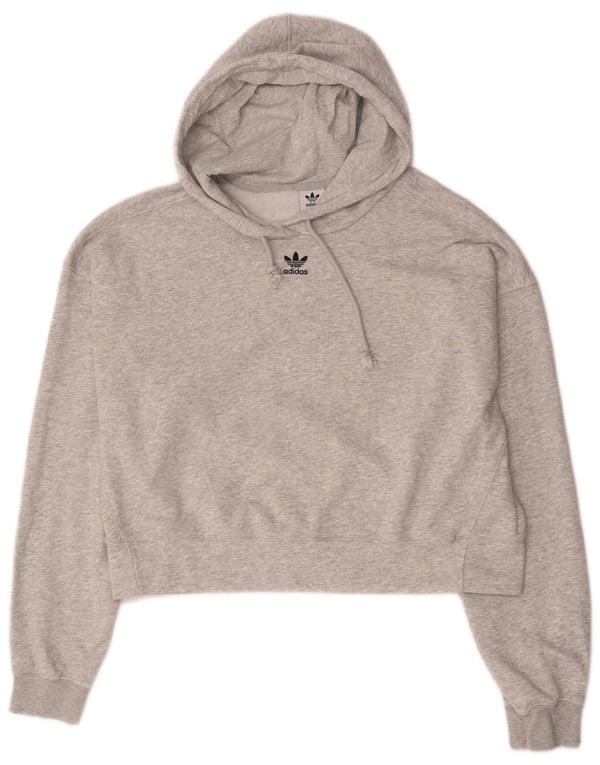 Damska bluza z kapturem Adidas Crop Oversized UK 14 Średnia szara bawełniana nakrapiana