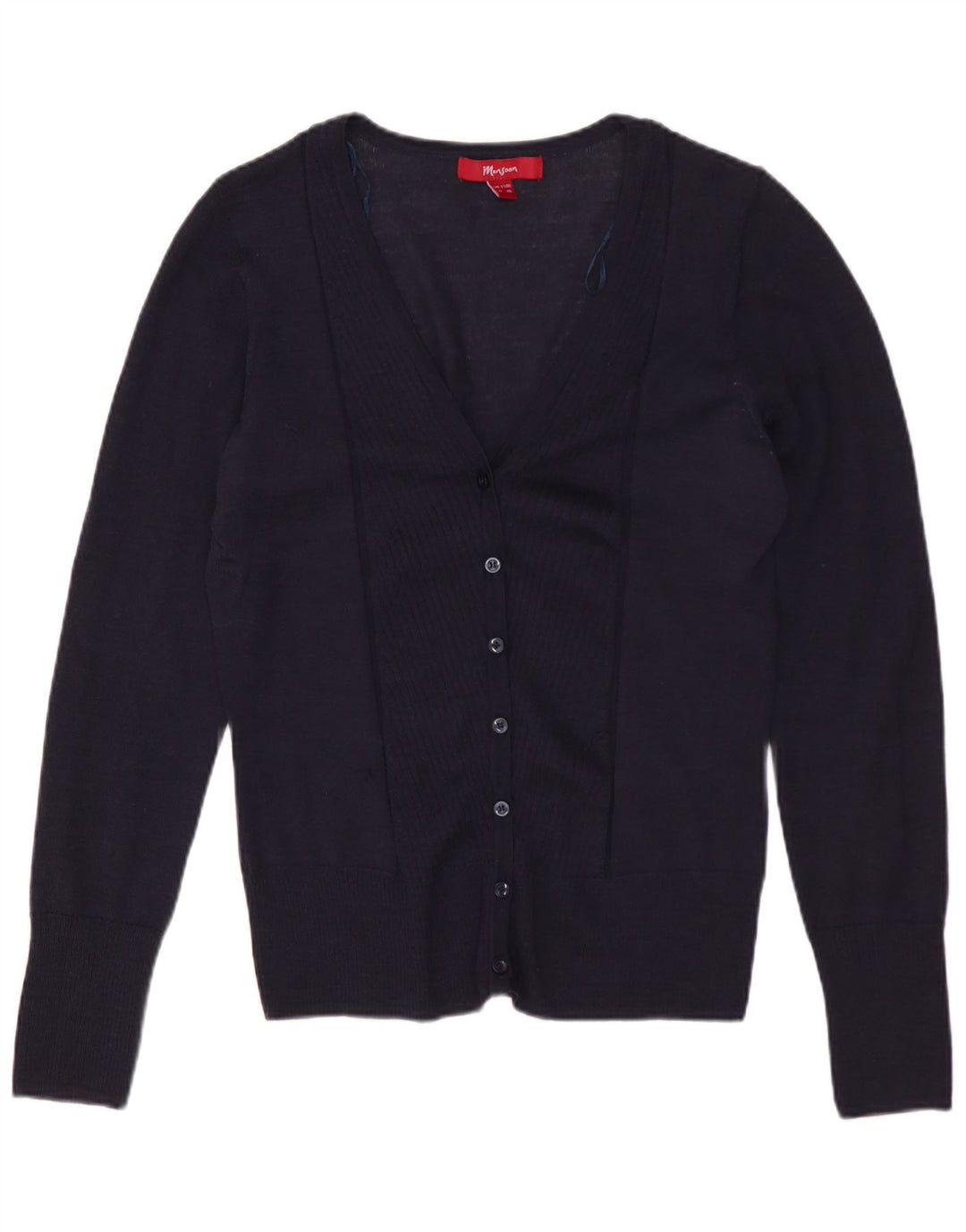 Damski sweter kardigan Monsoon UK 12 Średni granat, wełna merynosów