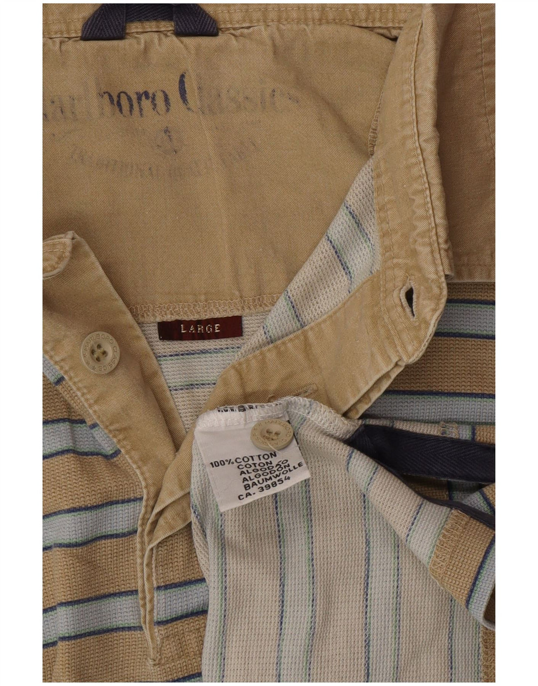 Męska koszulka polo MARLBORO CLASSICS w duże beżowe paski