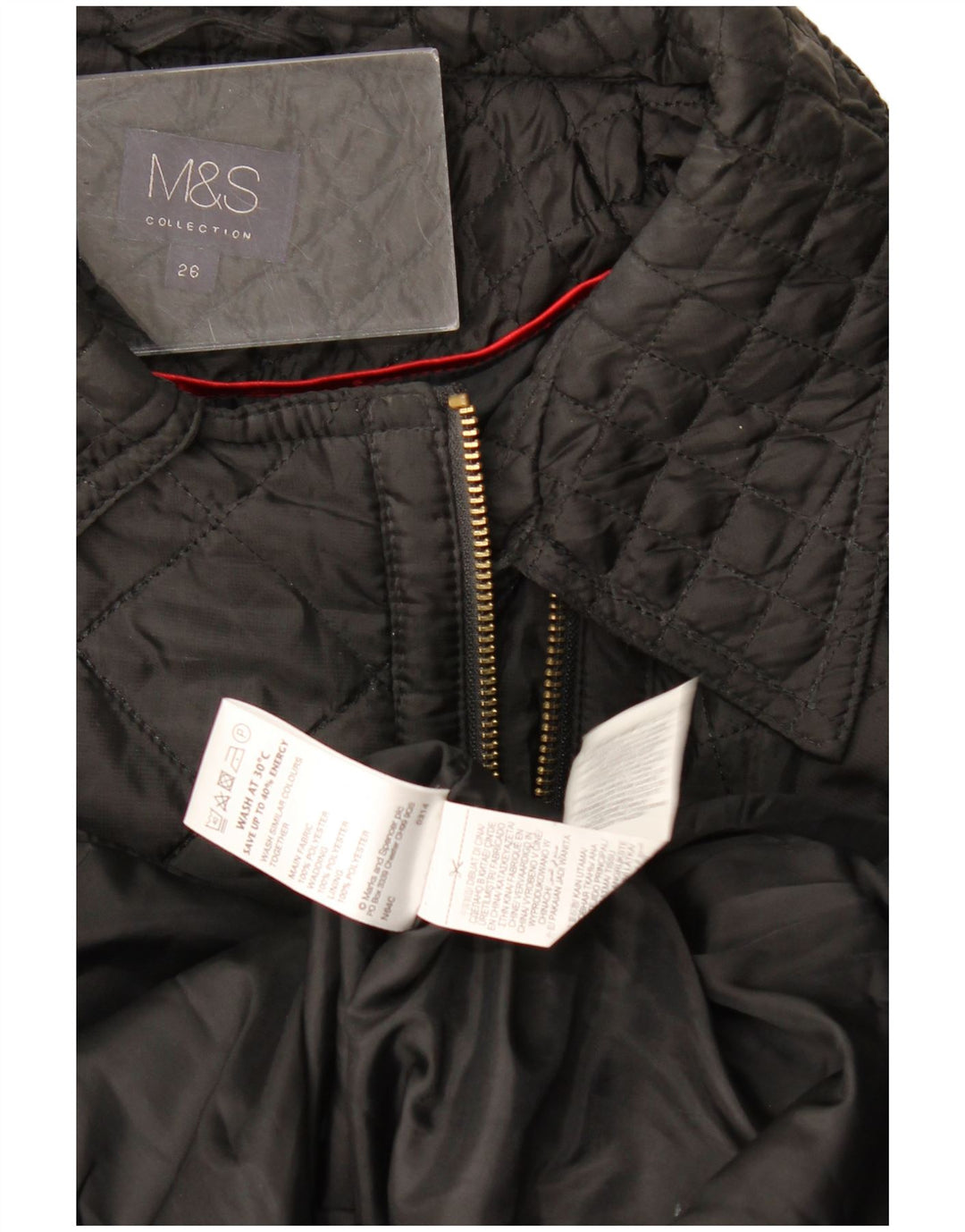 Marks & Spencer Damska pikowana kurtka UK 26 XL, czarna, poliester