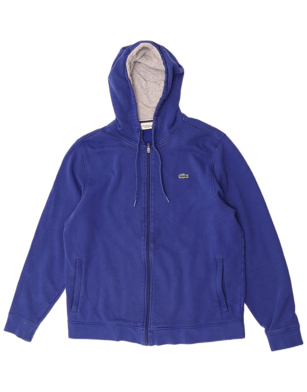 Lacoste Męski sweter z kapturem i zamkiem, rozmiar 7 2XL, niebieska bawełna