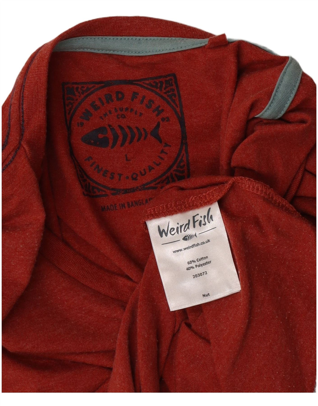 Męski T-shirt z grafiką Weird Fish, duży, czerwony, bawełniany