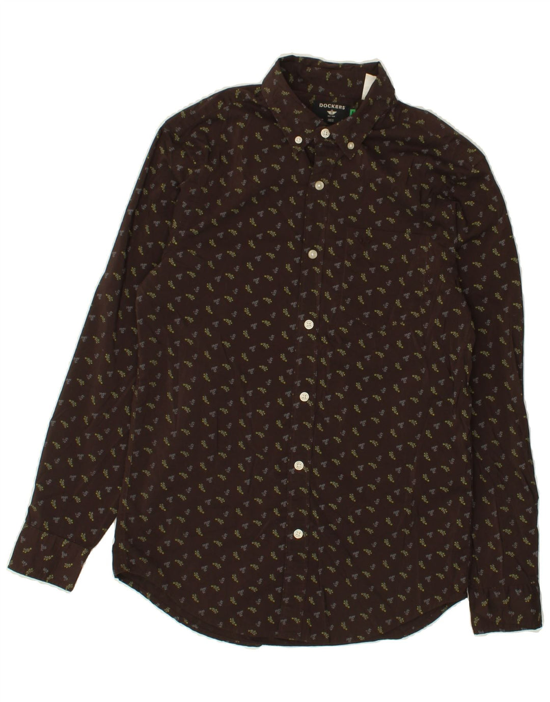 DOCKERS Mens Shirt Small Brown Floral Cotton Vintage Dockers and Second-Hand Dockers from Messina Hembry 