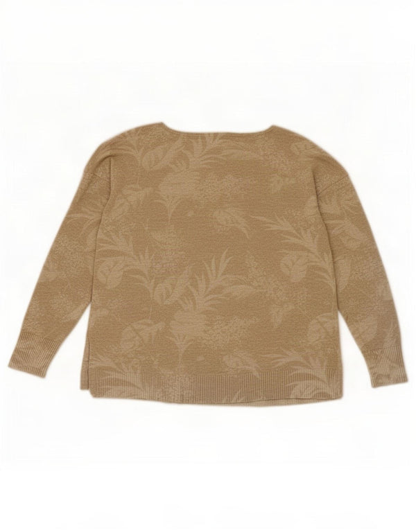 Damski sweter oversize Oasis z dekoltem w łódkę UK 10, mały, beżowy w kwiaty