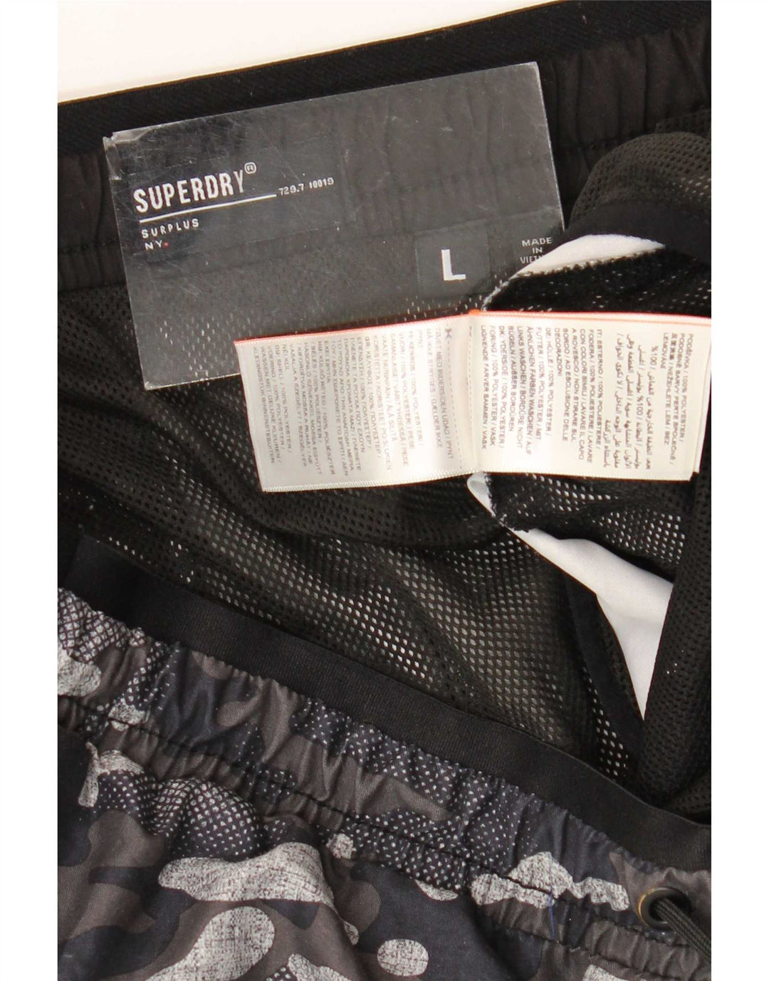 Męskie spodenki kąpielowe Superdry, duży, wielokolorowy poliester w kamuflażu