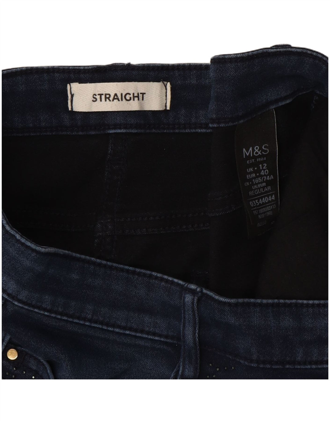 Marks & Spencer Damskie proste dżinsy UK 12 Medium W30 L30 Niebieskie bawełniane