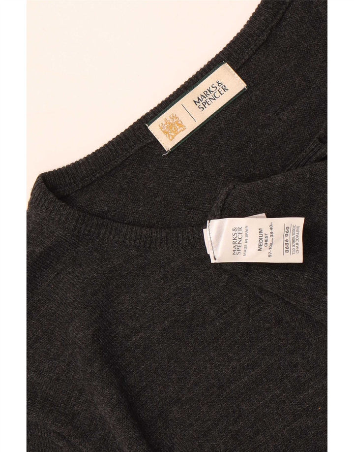 Marks & Spencer Męski sweter z okrągłym dekoltem, średnioszary, akrylowy