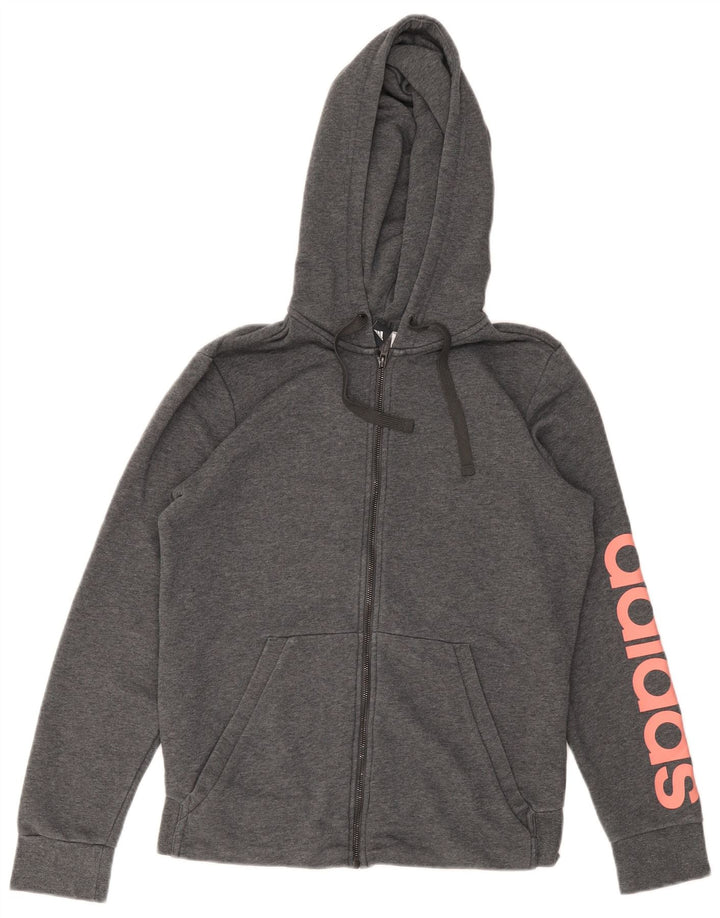 Męski sweter z kapturem i zamkiem błyskawicznym Adidas, mały, szary