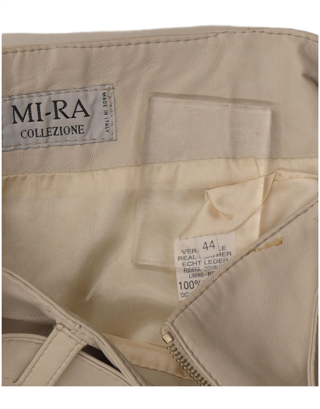 Damska spódnica skórzana VINTAGE IT 44 Medium W28 Szara skóra