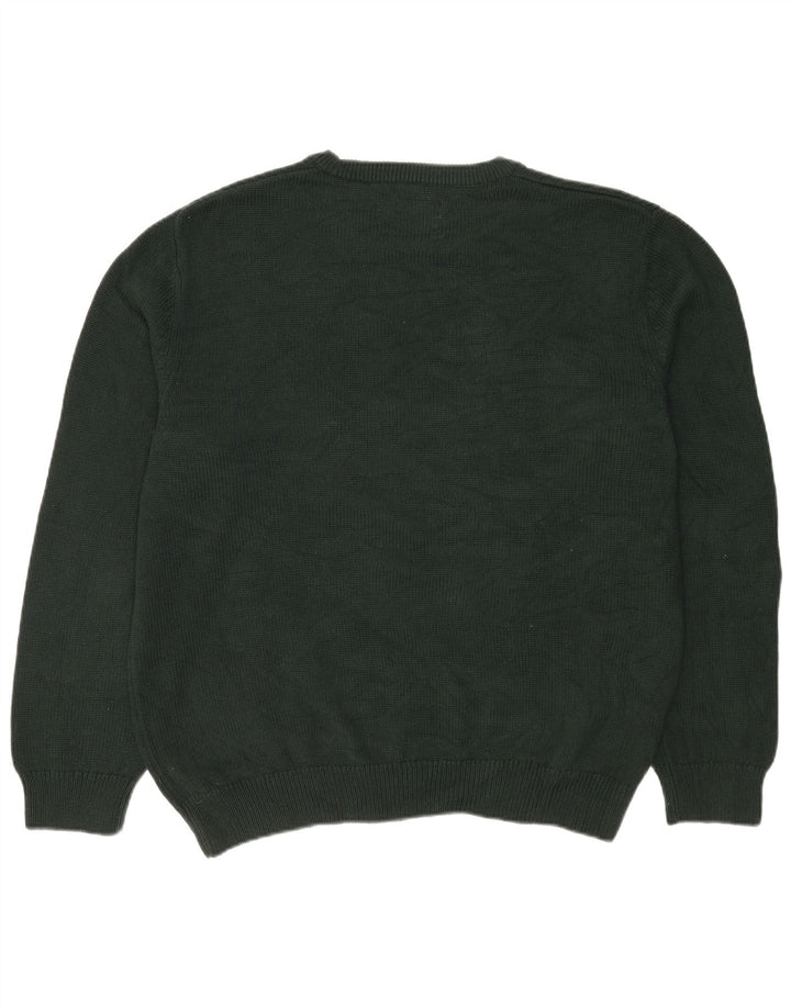 Męski sweter z wycięciem pod szyją Chaps XL, zielona bawełna