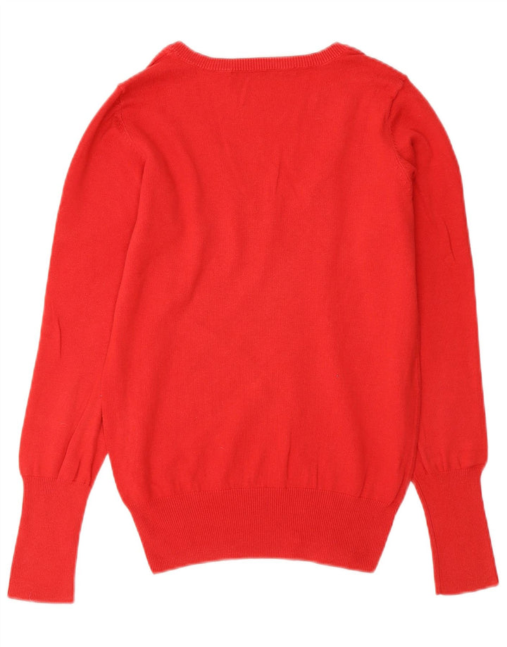Sweter damski Zara z dekoltem w kształcie litery V, UK 12, średni pomarańczowy