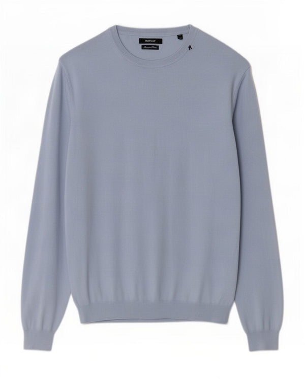 Męski sweter z dekoltem w łódkę Replay XL, niebieski, bawełniany