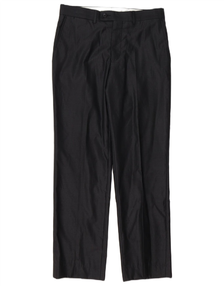 Męskie proste spodnie garniturowe Zara EU 38 Small W30 L30 Czarny poliester