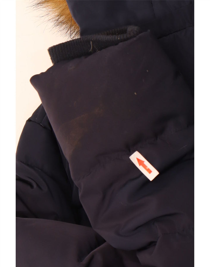 Crew Clothing Damska ocieplana kurtka z kapturem UK 16, duża, granatowa, poliester