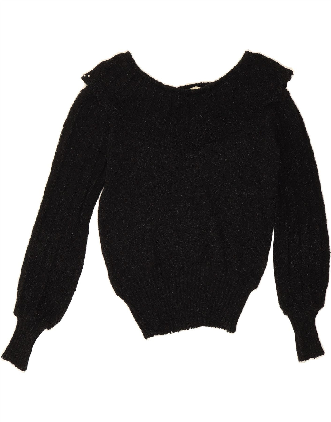 VINTAGE Womens Boat Neck Jumper Sweater EU 40 Medium Black Polyacrylic Vintage Vintage and Second-Hand Vintage from Messina Hembry 