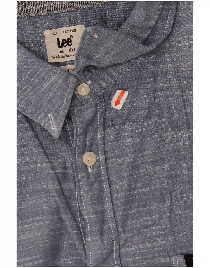 LEE Męska koszula z krótkim rękawem o regularnym kroju, 2XL, niebieska, bawełniana