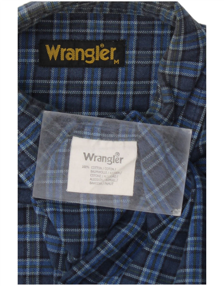 Męska koszula flanelowa Wrangler, bawełniana w średnią niebieską kratkę
