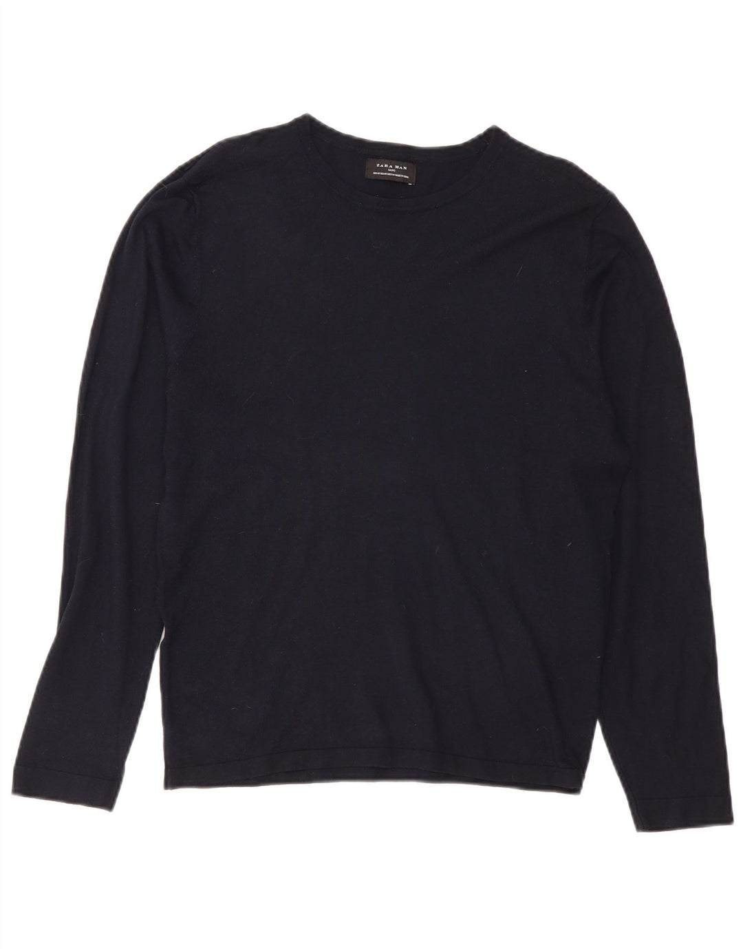 Męski sweter z dekoltem w łódkę Zara, średni granatowy, wiskoza